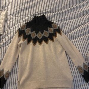 Abercrombie & Fitch Turtleneck Sweater - Black, Cream, and Brown